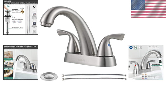 Elegant 2-Handle Bathroom Sink Faucet in Brushed Nickel - Water Efficient Design