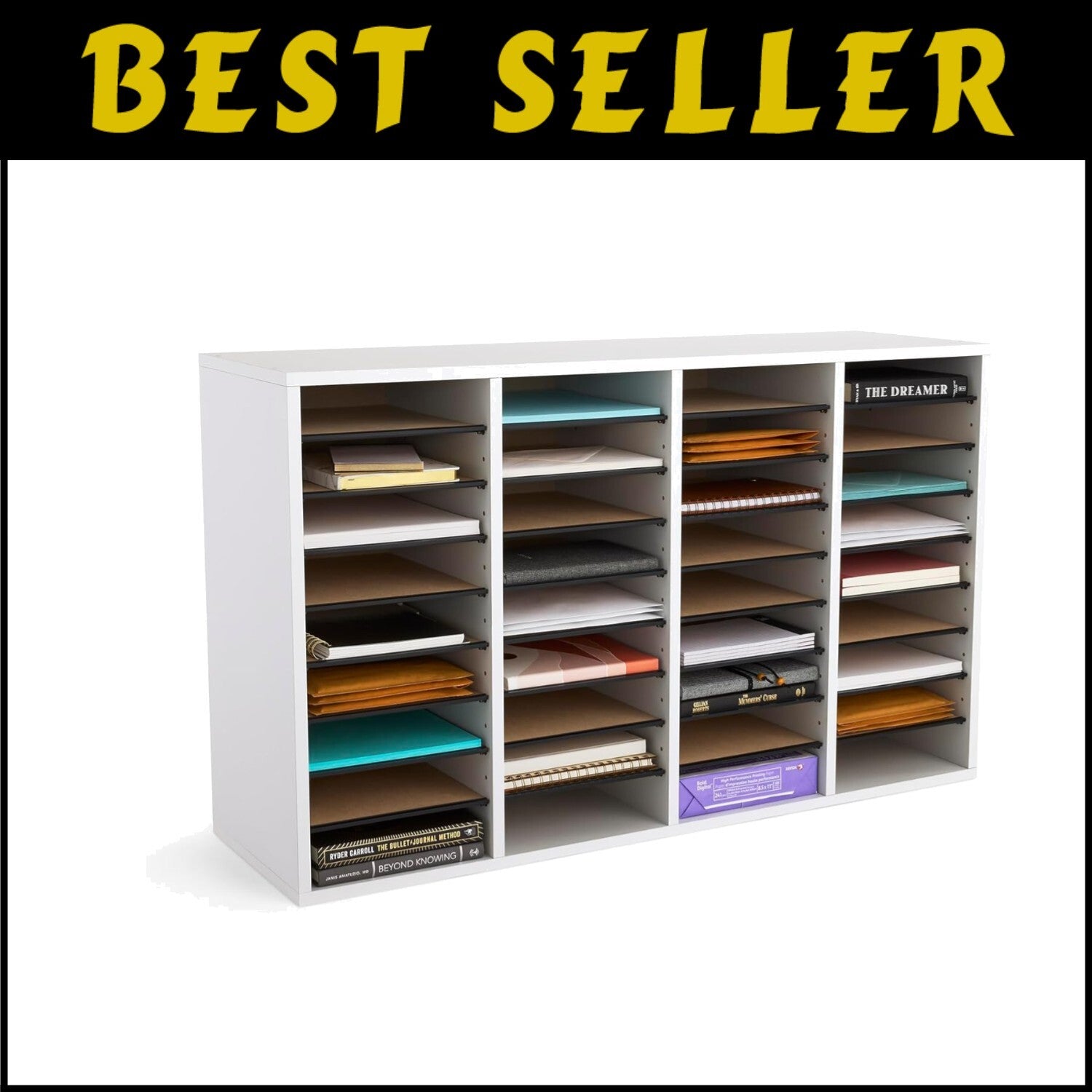 Sturdy Adjustable Literature Organizer - 36 Compartment Solution for Home Office