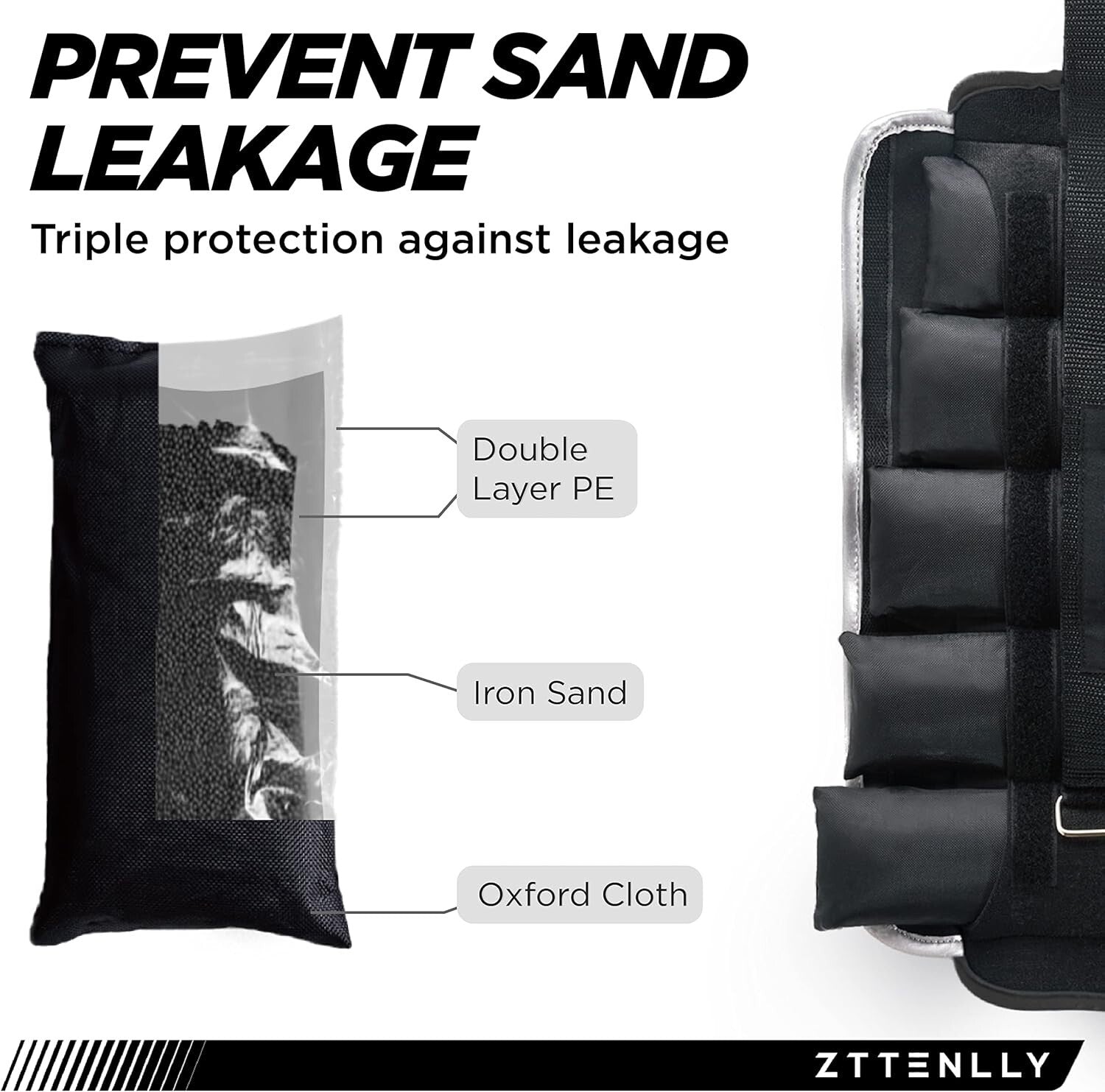 Eco-Friendly Adjustable Ankle Weights with Reflective Safety Trim & Carry Bag