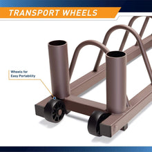 Load image into Gallery viewer, Portable Horizontal Plate and Olympic Bar Rack | Steel Organizer with Wheels