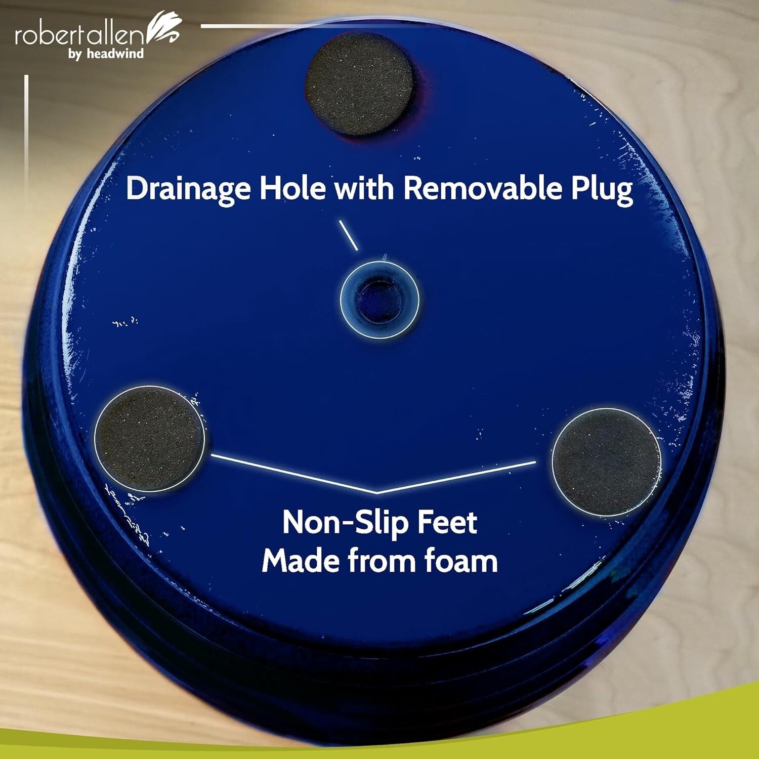 High-Gloss 12" Ironstone Midnight Sapphire Planters - Lightweight & Durable Set