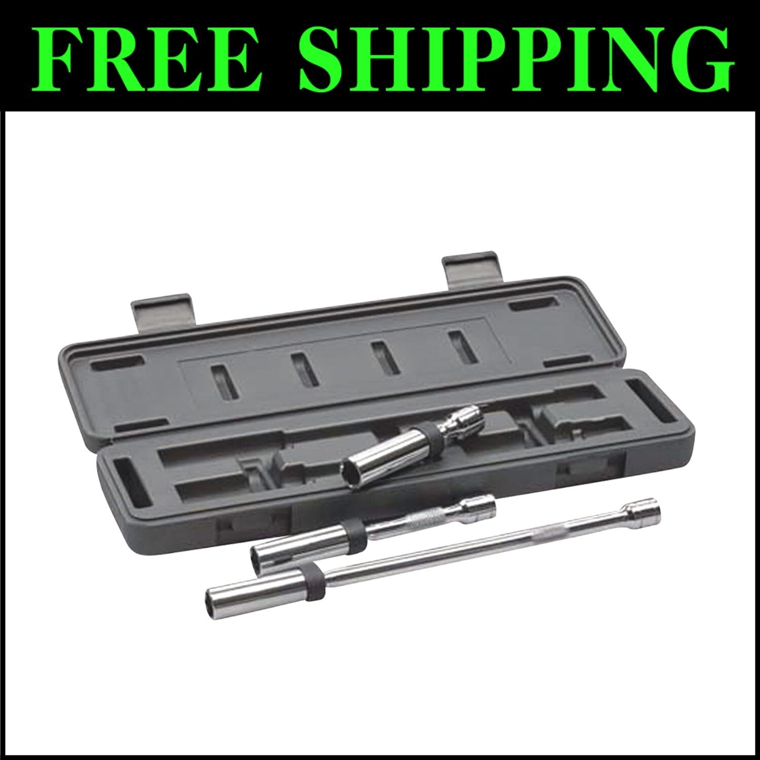 Durable 3-Piece Magnetic Swivel Spark Plug Set - Full Polish Chrome Finish