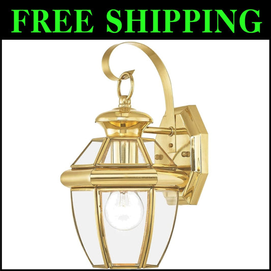 Handcrafted Solid Brass Wall Sconce with Clear Glass Shade for Outdoor Elegance
