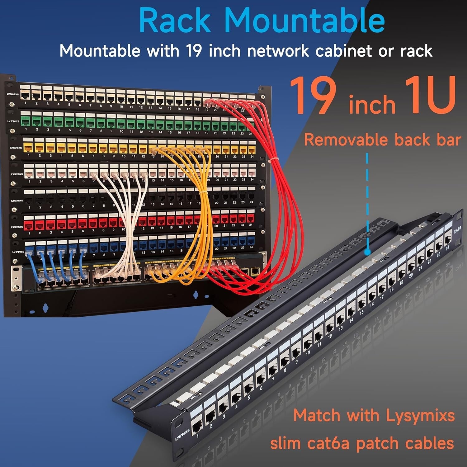 Easy Install 19 Inch Inline Keystone Patch Panel for 24-Port Network Solutions