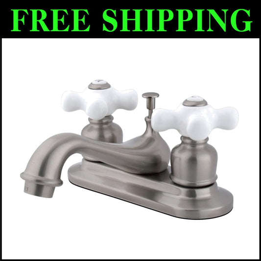 Elegant Centerset Lavatory Faucet in Brushed Nickel - Dual Handle Design