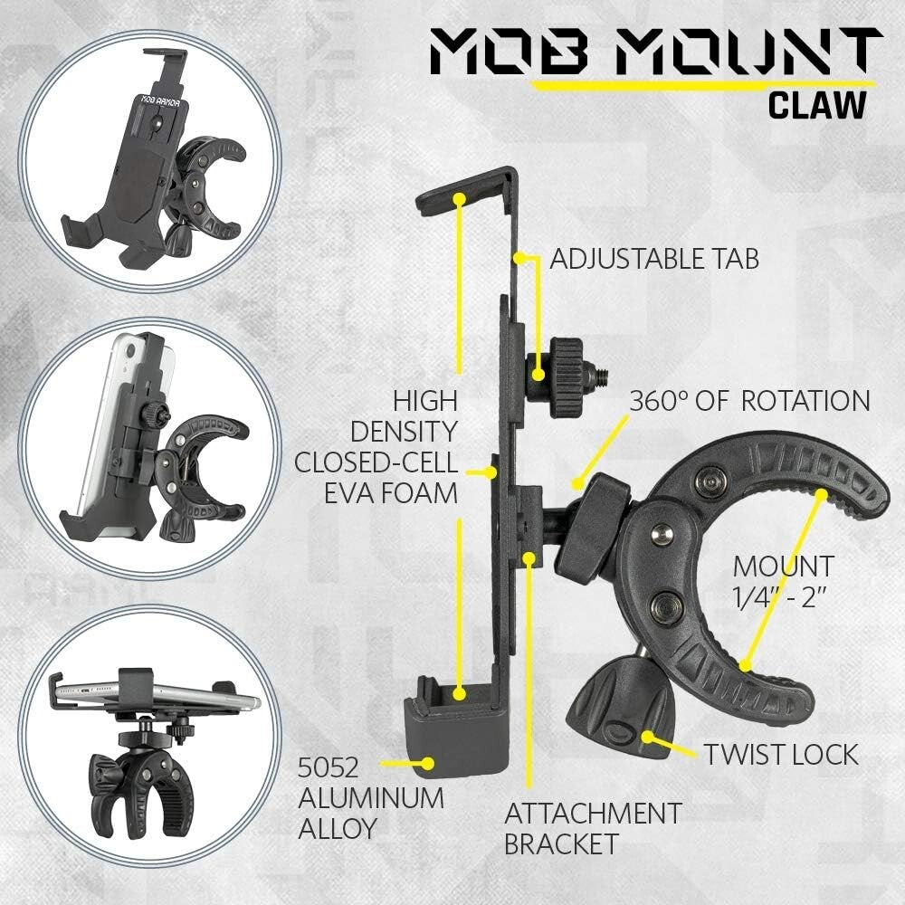 Durable & Lightweight Mob Mount Claw - Secure Smartphone Holder for All Vehicles
