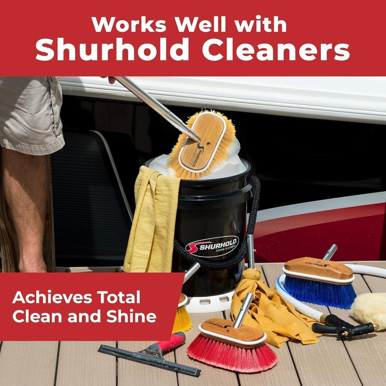 Attachable 6" Soft Bristle Deck Brush - Ideal for Fiberglass & Painted Surfaces