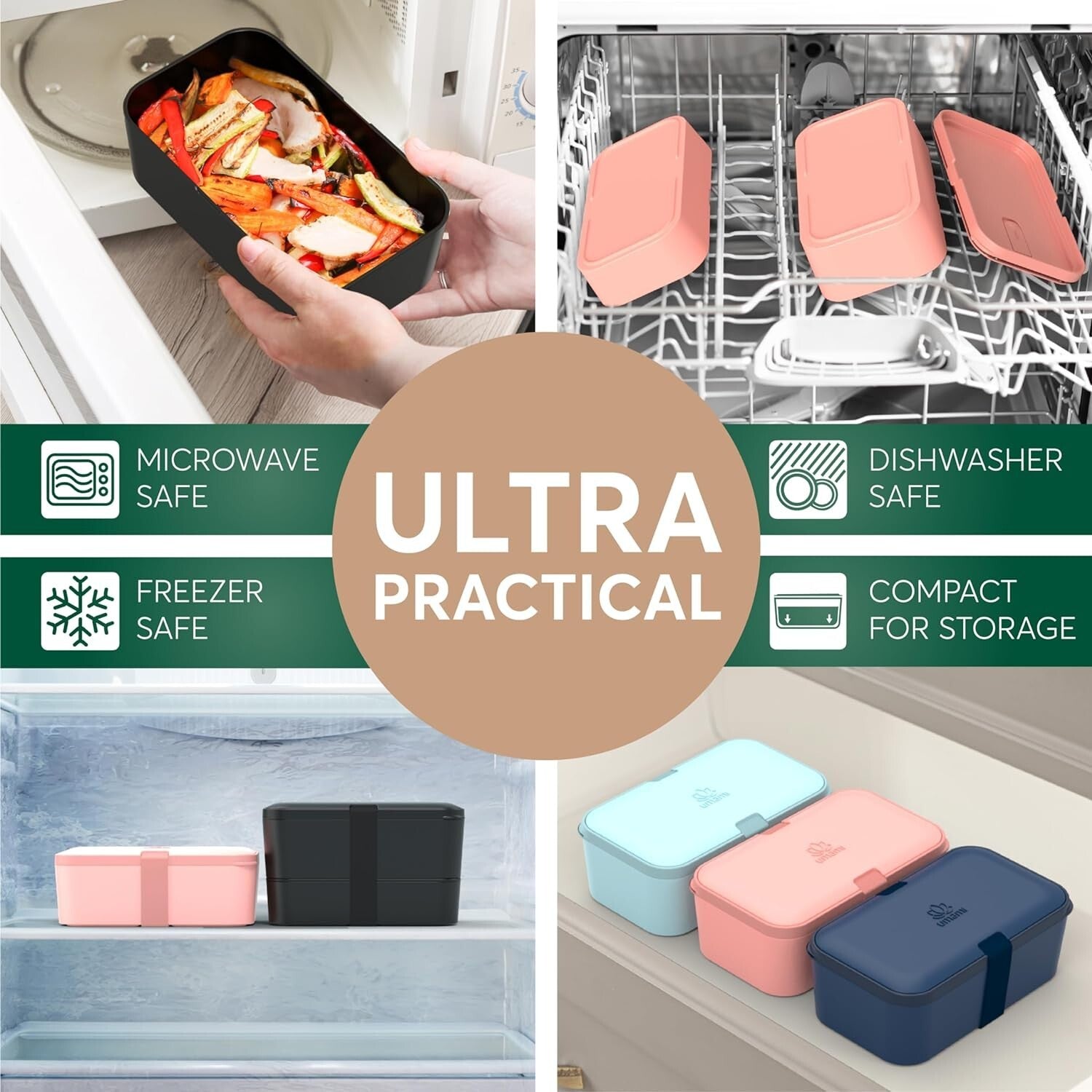 Stylish Leakproof Bento Box with Utensils & sauce jars - 50 oz Lunch Container