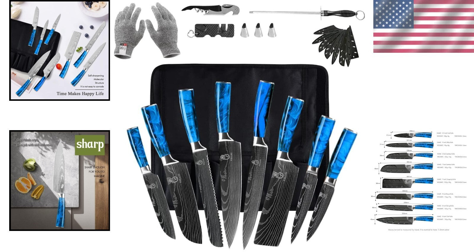 Pro-Grade 14-Piece Japanese Knife Set - Stylish & Ergonomic for Culinary Mastery