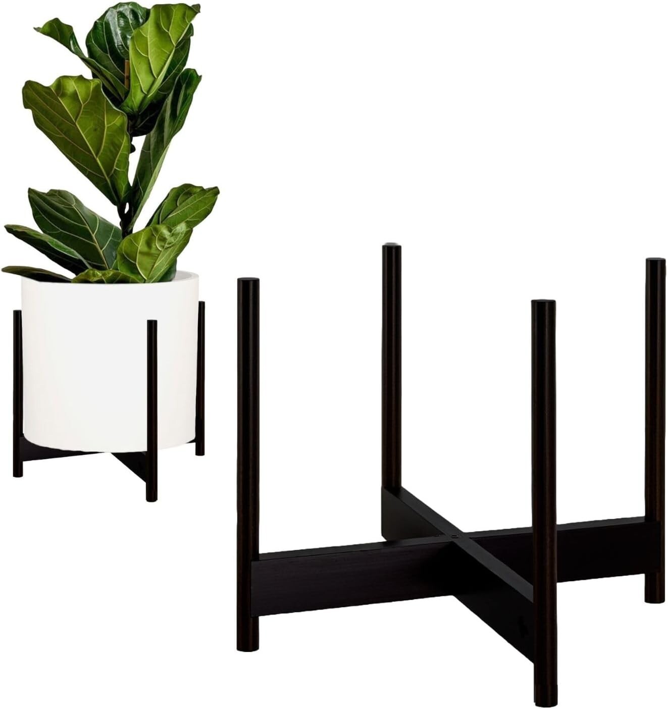 Eco-Friendly Bamboo Plant Stand - 14.9 Inch Mid Century Design for Large Pots