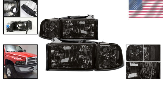 Replacement Smoke Lens Headlights for 94-01 Ram 1500/2500/3500 - Complete Set