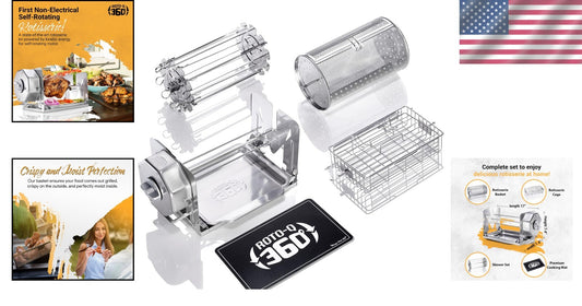 Self-Rotating Stainless Steel BBQ Roaster for Flavorful Indoor & Outdoor Meals