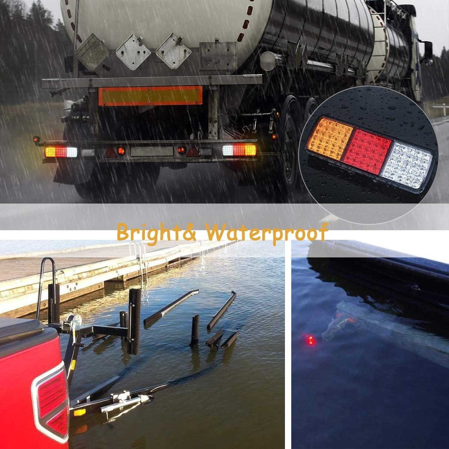 Multi-Function 75 LED Waterproof Trailer Lights - Brake, Tail, Signal Lights Set