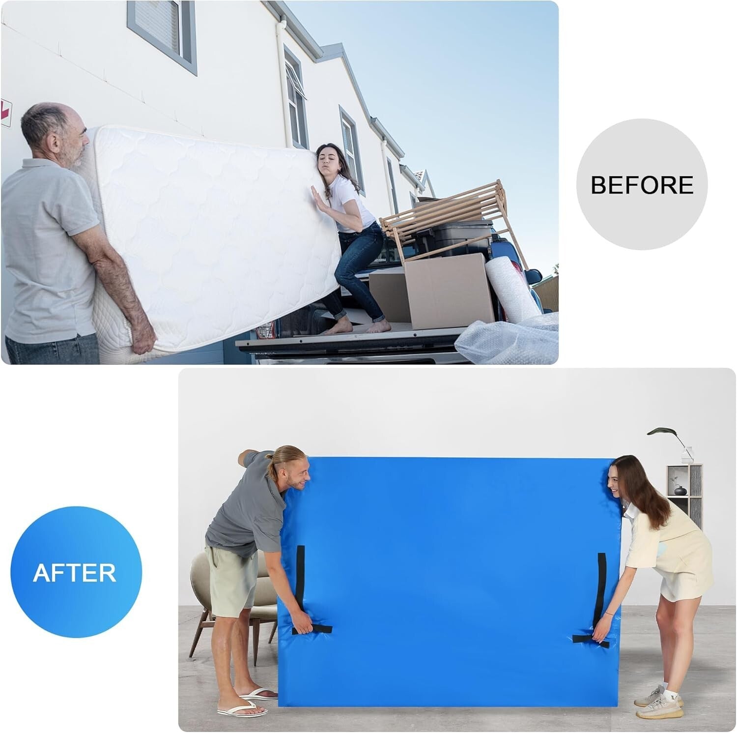 Full Size Mattress Covers 2 Pack - Resistant Zipper Closure & Easy Carry Handles