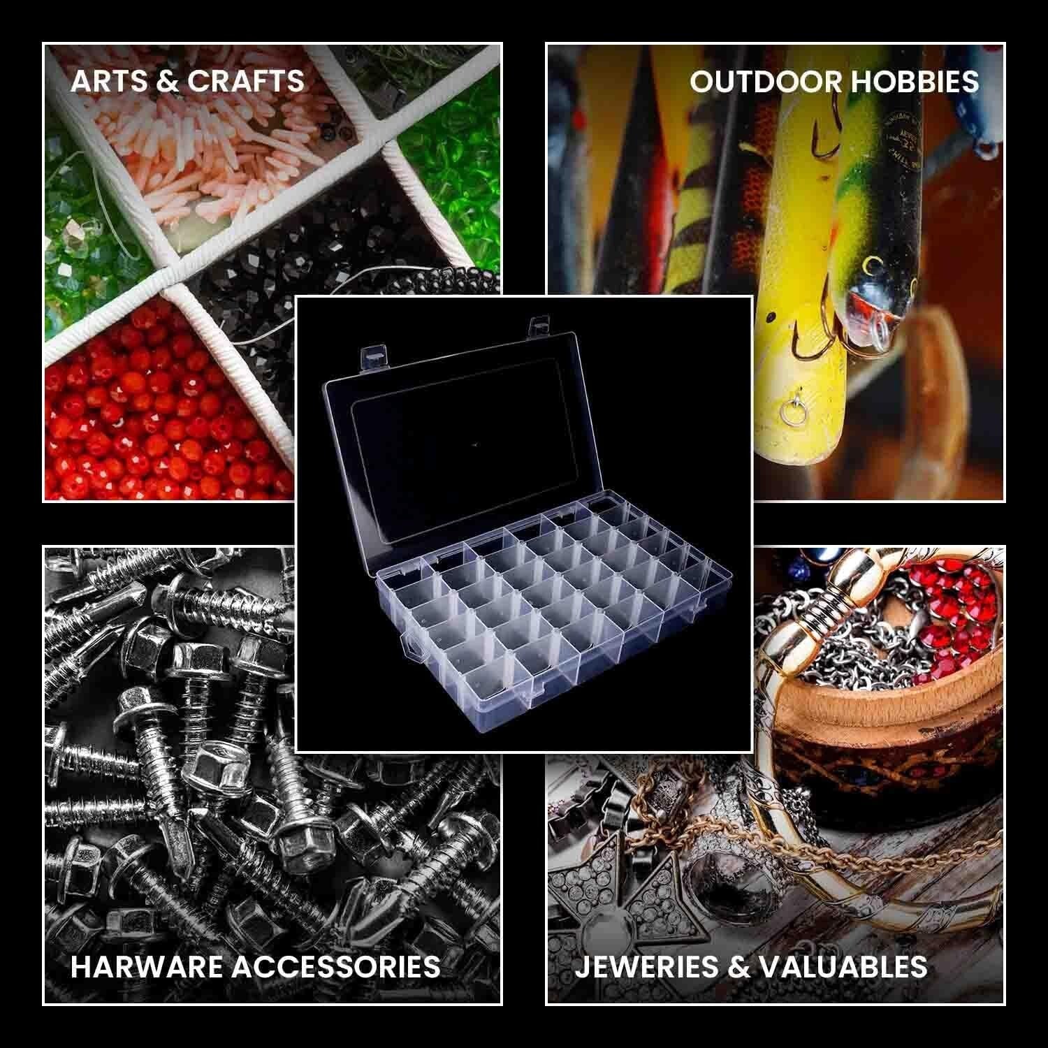 Lightweight and Portable Bead Storage Containers with Customizable Grids - 8pcs