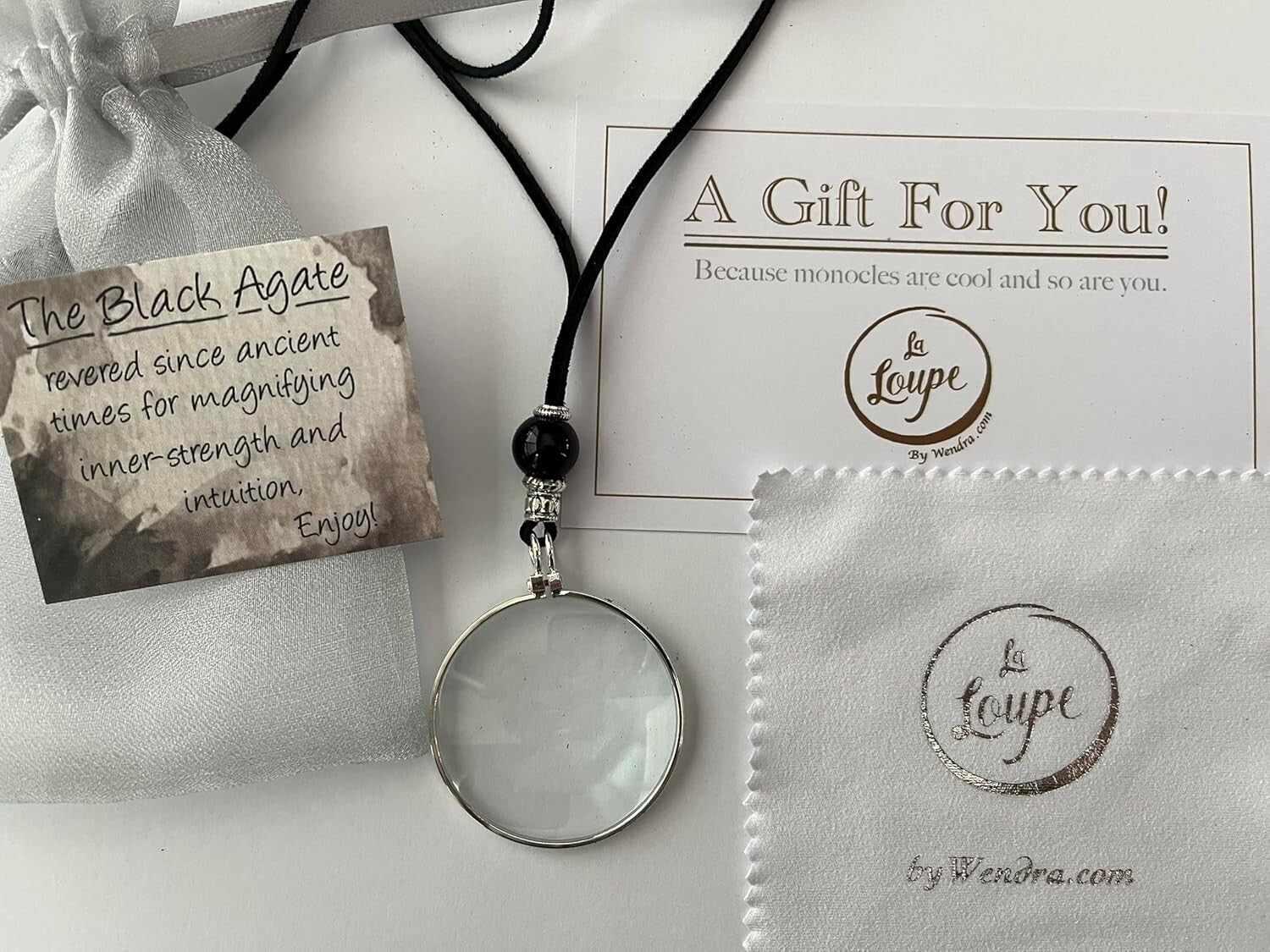 Adjustable Suede Magnifying Glass Pendant - Harmonize with Sodalite Crystal