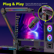 Load image into Gallery viewer, Stainless Steel RGB Adjustable Mic Boom Arm for Professional Streaming Setups