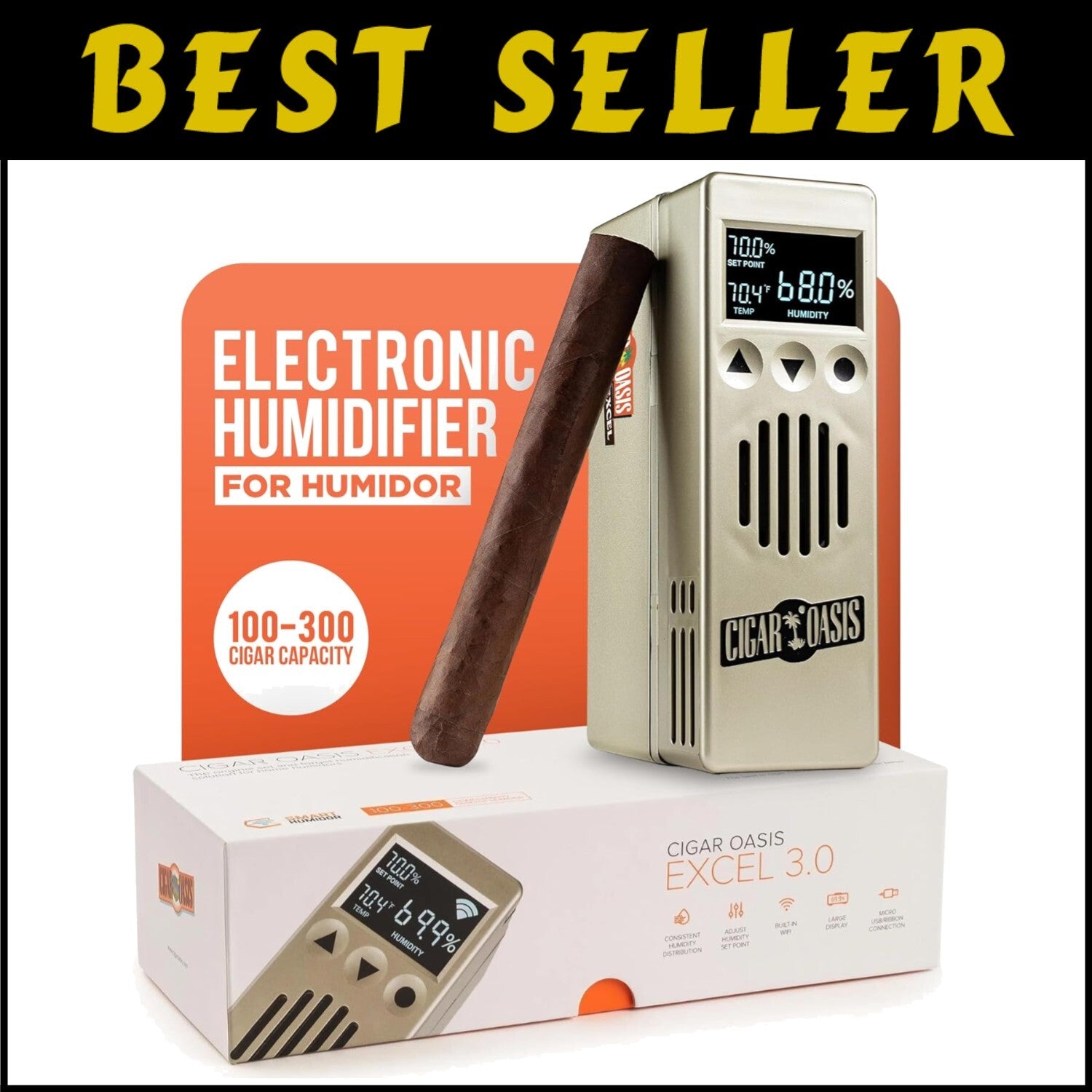 Efficient 3.0 Cigar Humidifier with Soft-Touch Buttons – Perfect Preservation