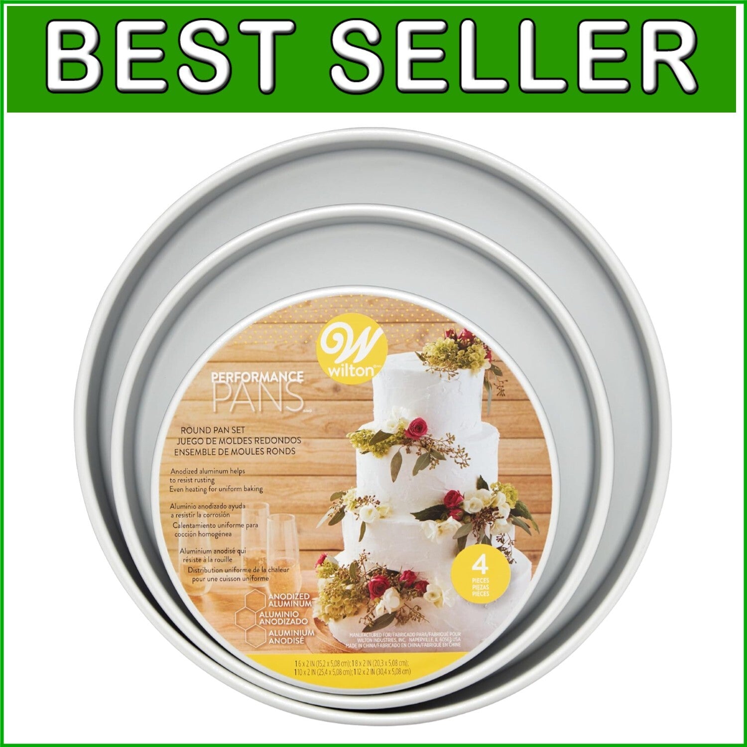 Durable Aluminum Cake Pans - 4 Sizes for Tall Layer Cakes and Special Occasions