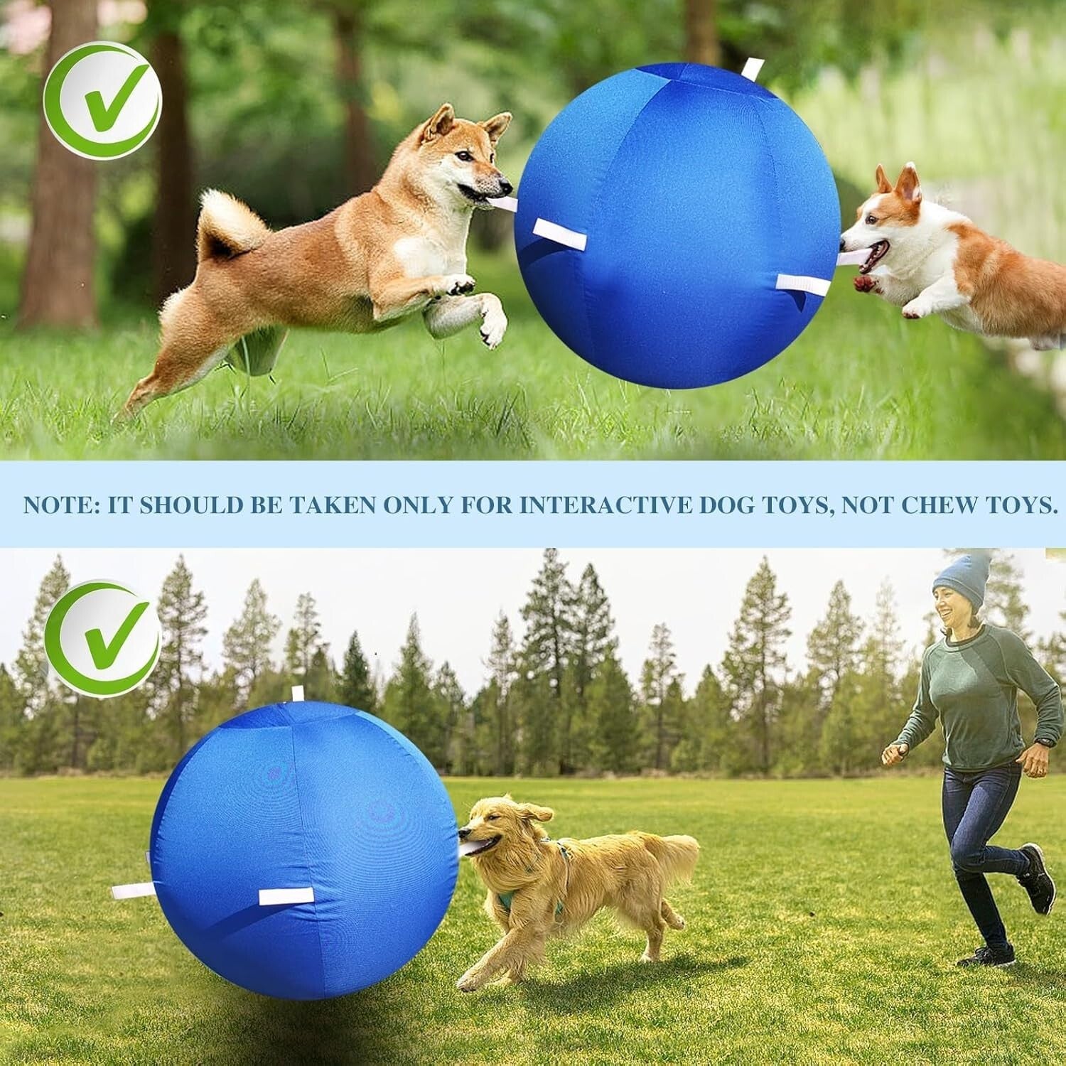 Durable Anti-Burst 25" Dog & Horse Soccer Ball with Safety Cover in Blue