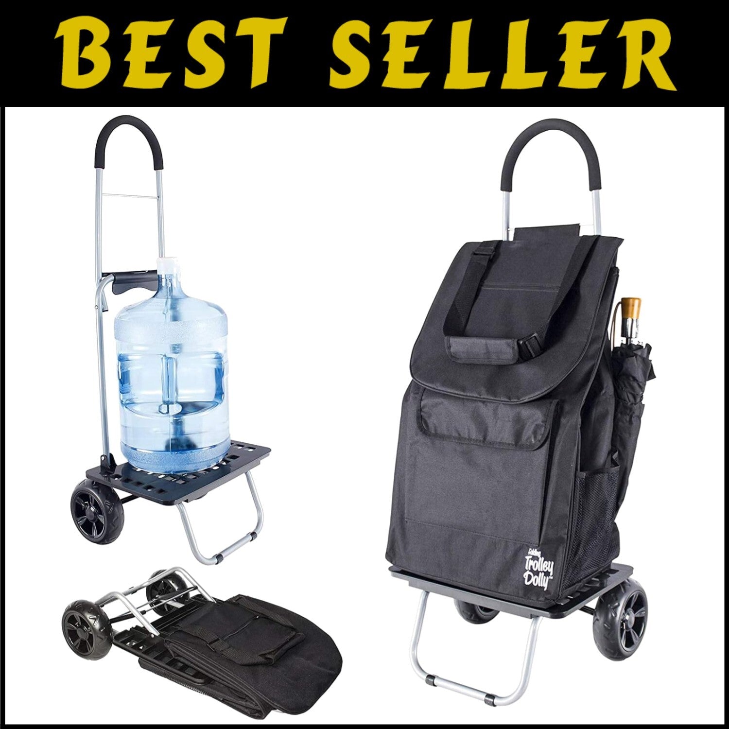 Bigger Trolley Dolly: Heavy-Duty Foldable Shopping Cart with Cushioned Handle