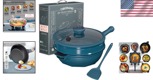 Non-Toxic 5 Quart Deep Frying Pan with Detachable Handle - Heat Indicator