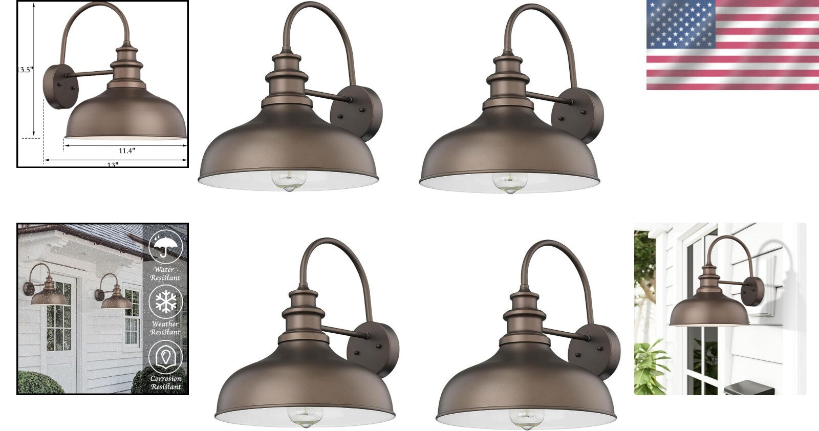 Elegant 4-Pack Industrial Farmhouse Wall Sconces - ETL Listed, Touch Control