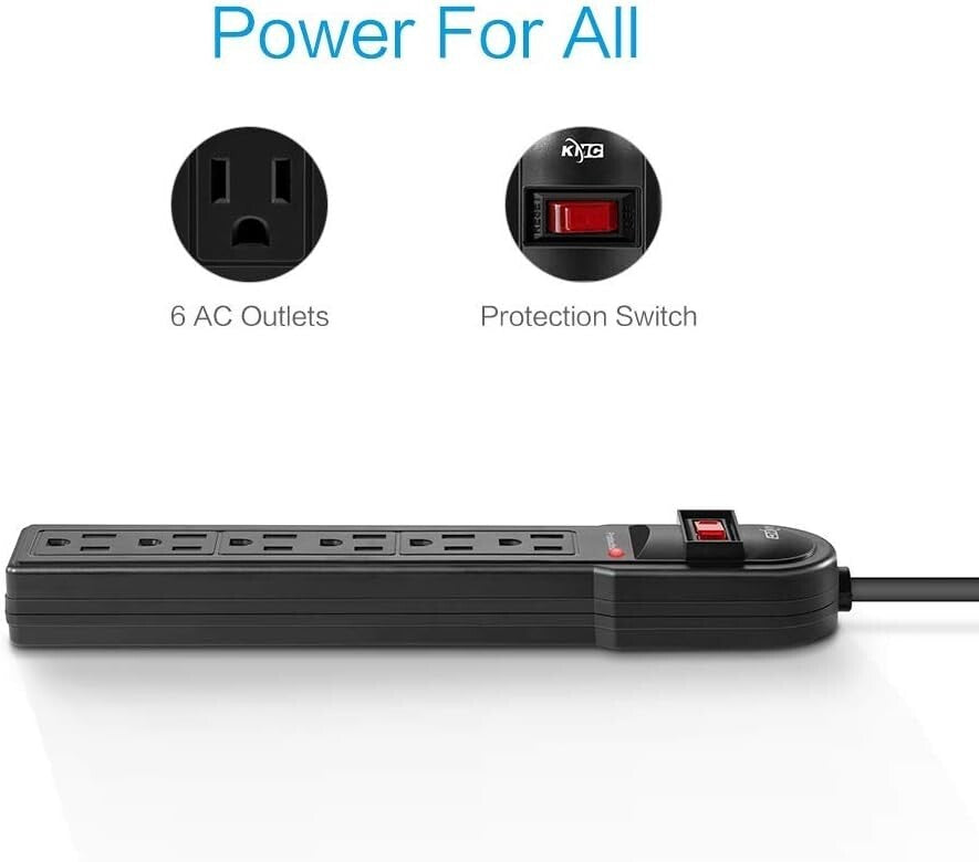 Compact 10-Pack 6-Outlet Surge Protectors with 2-Foot Cord – Always Prepared