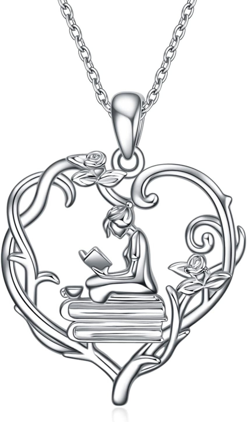 Hypoallergenic Book Lover Pendant Necklace - Inspirational Jewelry for Women
