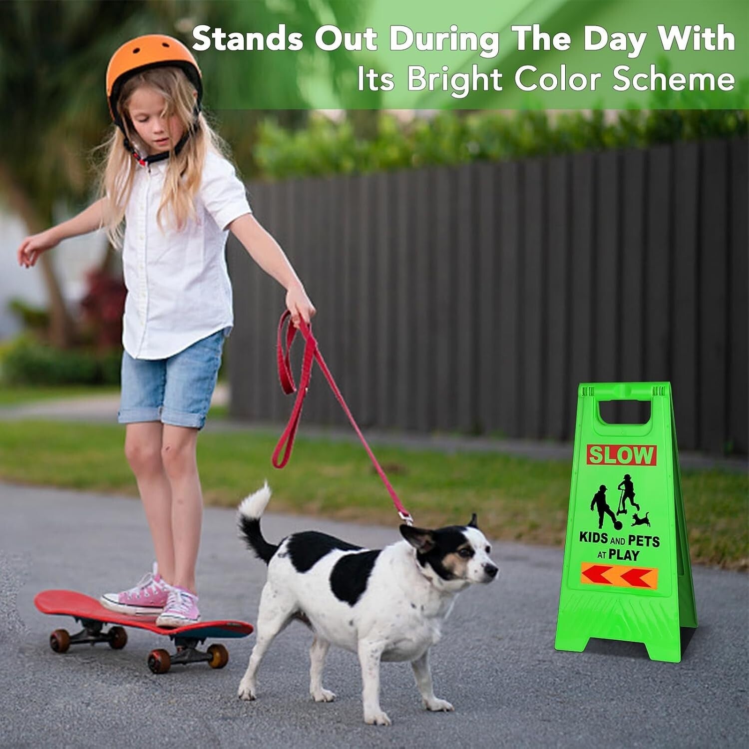 2-Sided Reflective Kids At Play Warning Sign - Foldable & Lightweight, 4 Pack