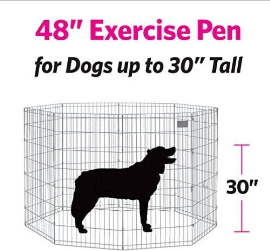 X-Large Metal Dog Exercise Pen - 24"W x 48"H Modular Panels for Versatility