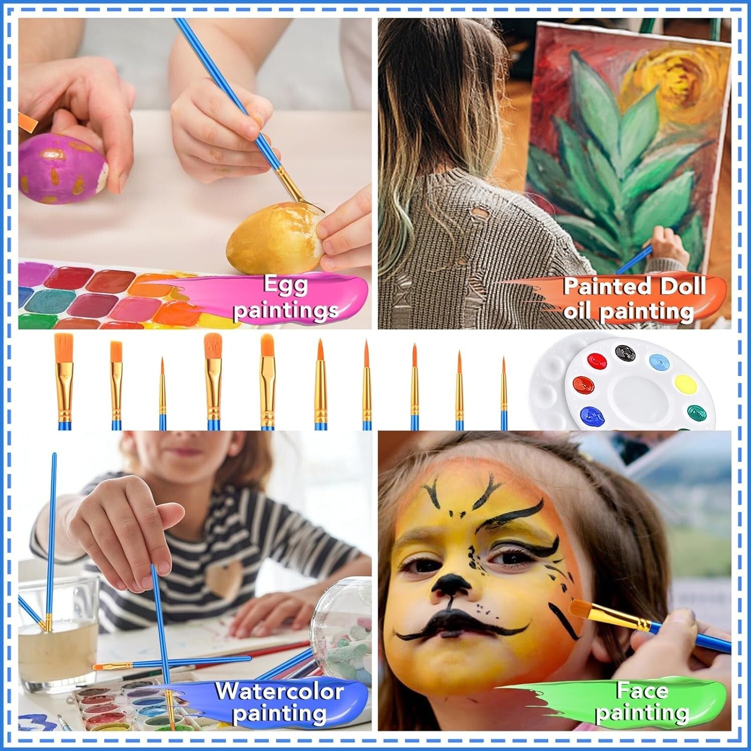 24 Versatile Paint Brushes & Palettes Kit – Ideal for Artists of Any Skill Level