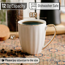 Load image into Gallery viewer, Luxurious Gold-Rimmed Porcelain Mugs - 12oz Coffee Cup Set for Special Occasions