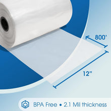 Load image into Gallery viewer, 12" x 800' Clear Plastic Tubing Roll - 2.1 Mil Poly for Versatile Packaging