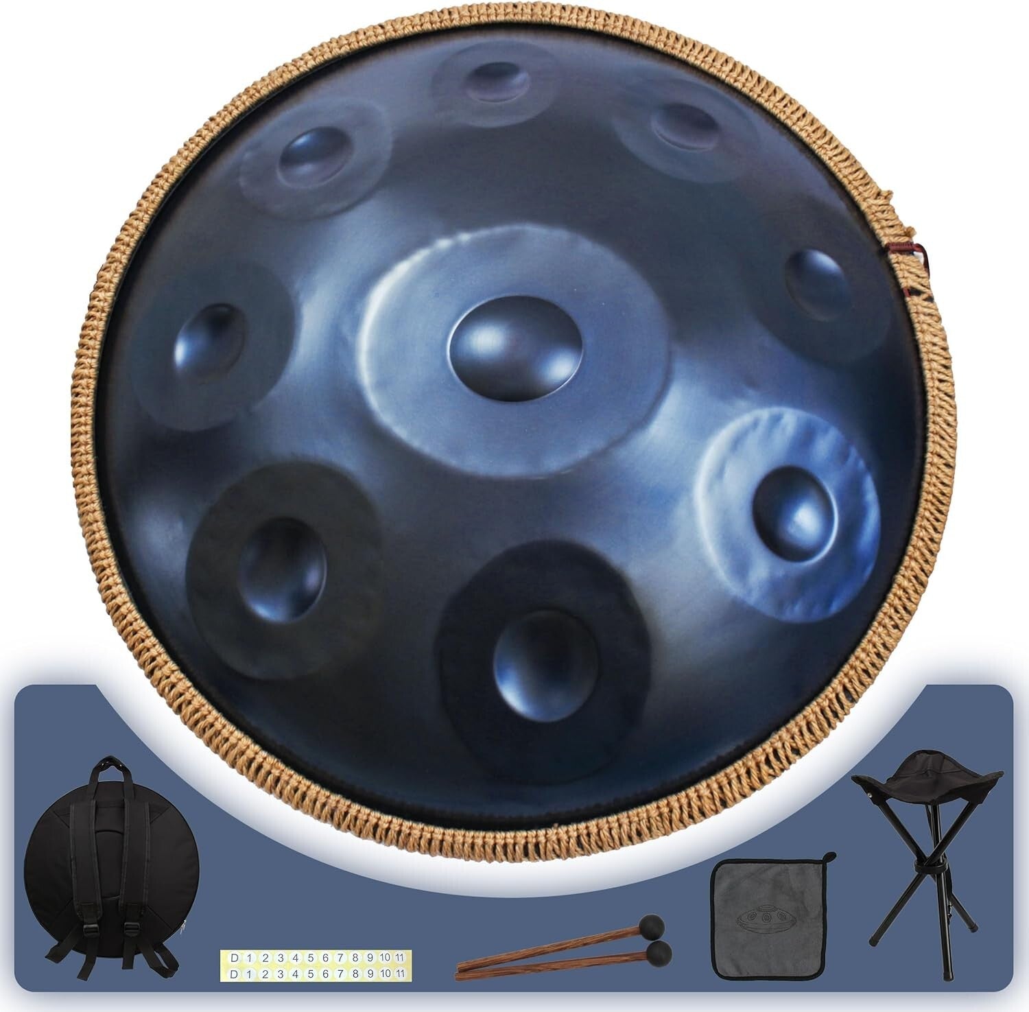 High-Quality 440Hz 22-Inch D Minor Hand Pan Drum with Complete Accessories