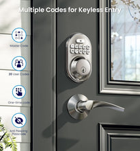 Load image into Gallery viewer, Keyless Entry Door Lock with Lever Handles – Satin Nickel Electronic Deadbolt
