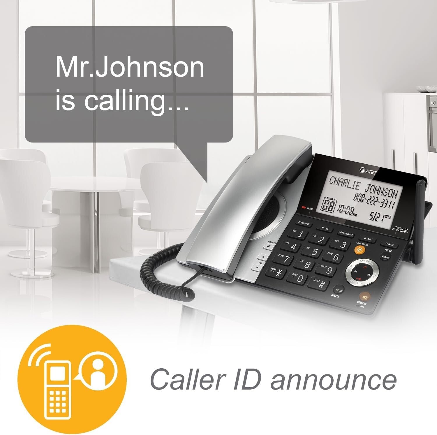 Dect 6.0 Expandable Phone Set with Digital Answering Machine & Intercom Feature