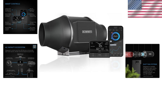 Energy-Efficient 4-Inch Duct Fan with Temperature Control - Ideal for Grow Rooms