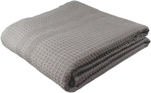 Load image into Gallery viewer, Elegant Pewter Waffle Bath Sheet: Quick Drying, Lint Free, 100% Cotton