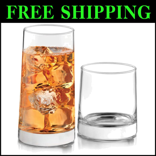 Sophisticated 16-Piece Glassware Set: Tumblers & Rocks Glasses for Entertaining