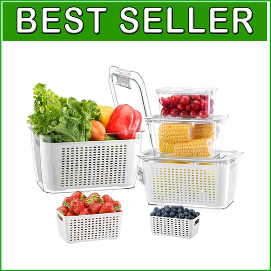 Enhanced Freshness: 4 Rectangular Produce Saver Containers with Adjustable Vents