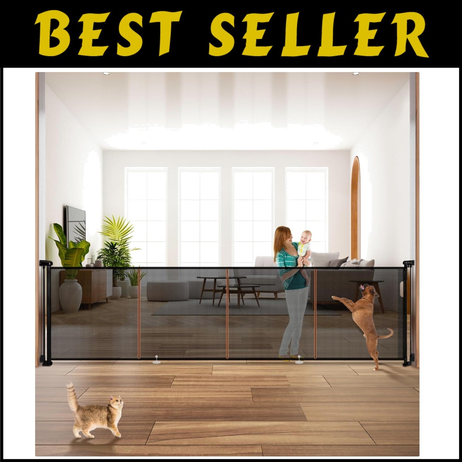 Scratch-Resistant 160" Retractable Baby Gate - Extra Tall for Secure Home Safety