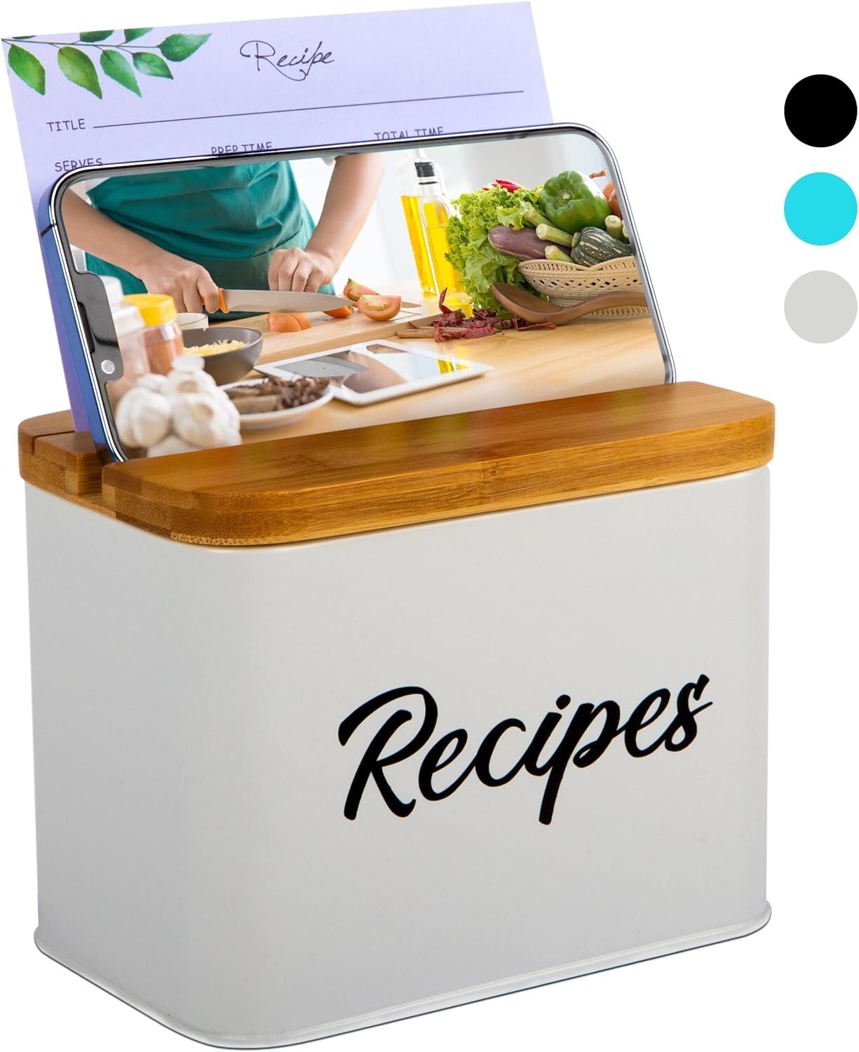 Organize Your Kitchen with our 4x6 Recipe Box - Metal with Cards & Dividers