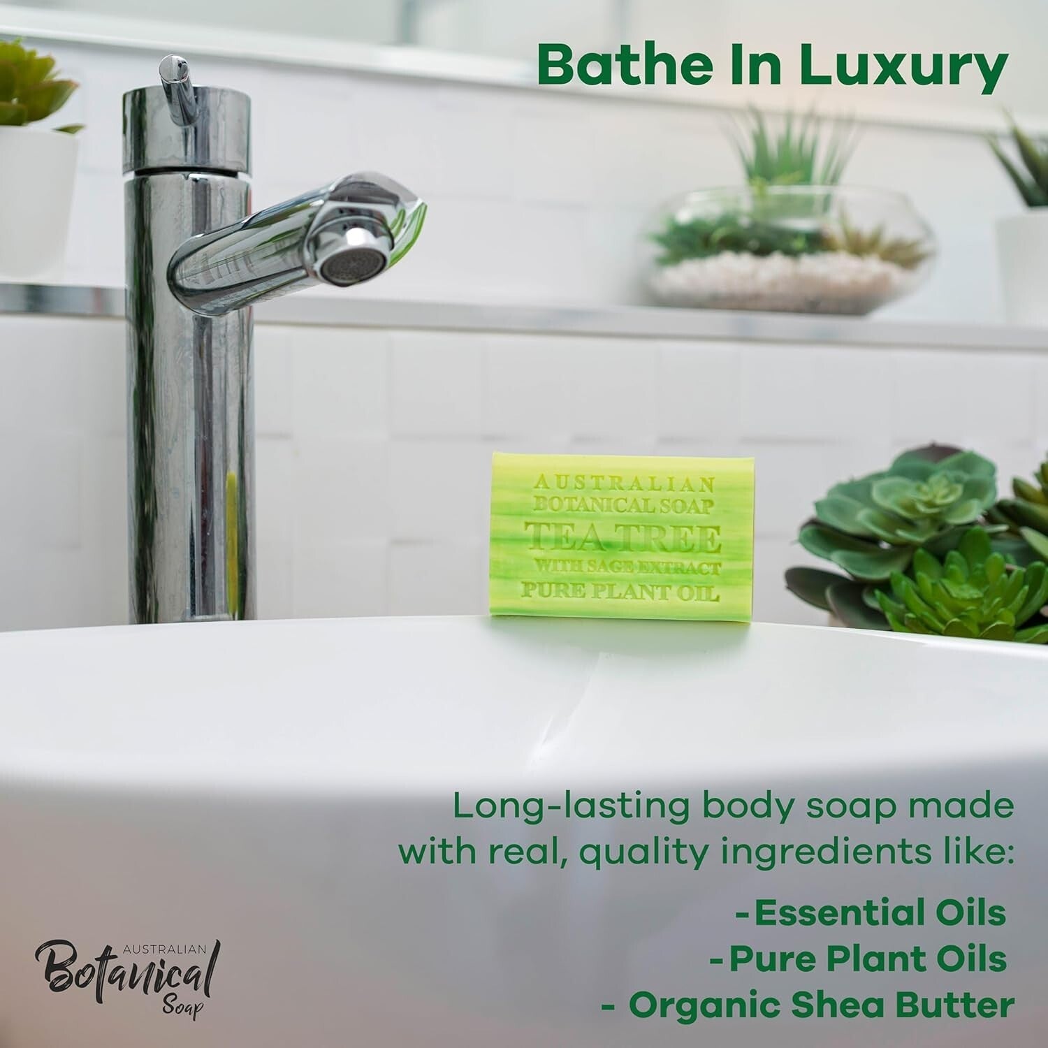 Triple Milled 6.6 OZ Tea Tree Soap with Sage Extract – Long-Lasting Luxury Bars