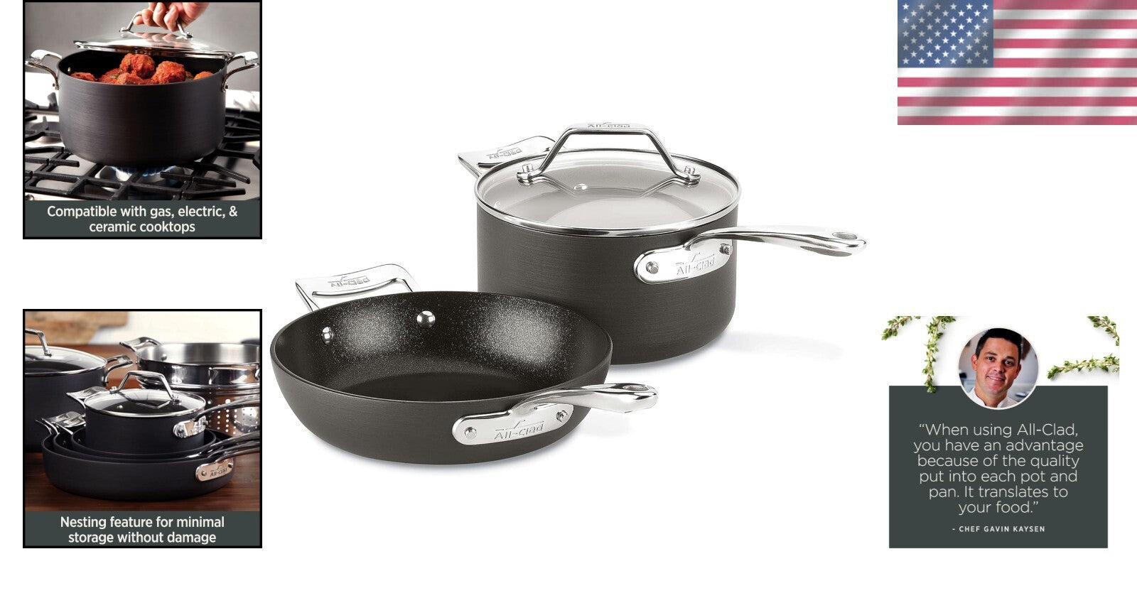 Versatile 8.5-Inch Nonstick Fry Pan and 2.5-Quart Saucepan Set for Cooking