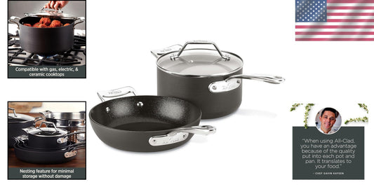 Versatile 8.5-Inch Nonstick Fry Pan and 2.5-Quart Saucepan Set for Cooking