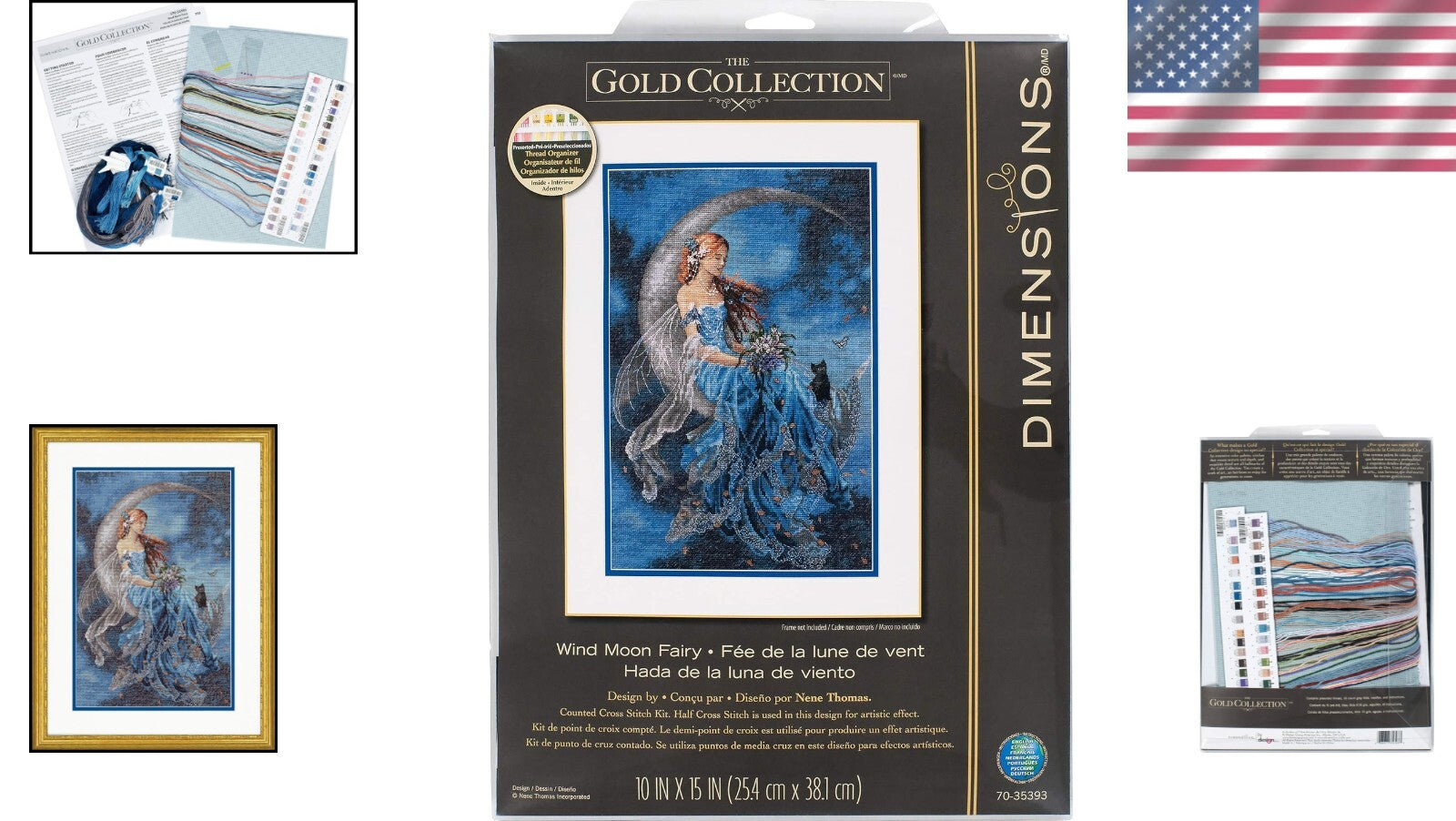 Fantasy Counted Cross Stitch Kit - Moon Fairy with Presorted Thread & Needles