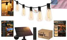 Load image into Gallery viewer, Versatile 100ft Solar String Lights - USB Rechargeable, Ideal for Garden &amp; Porch