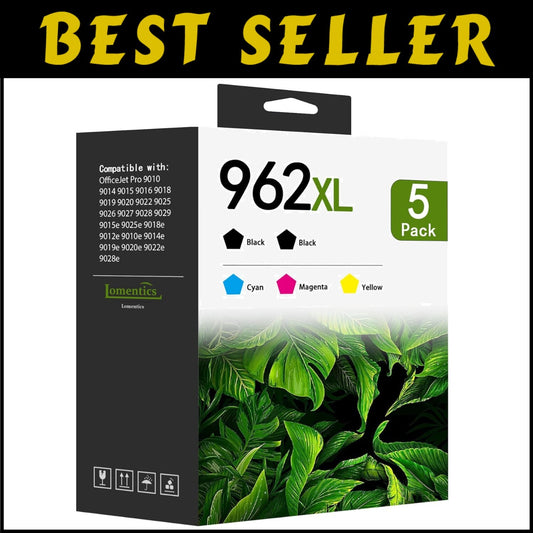 Colorful 5-Pack of 962XL Ink Cartridges for High-Quality Printing Performance