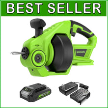 Load image into Gallery viewer, Lightweight 24 Volt Drain Auger with Ergonomic Grip - Unclogs Sinks &amp; Toilets